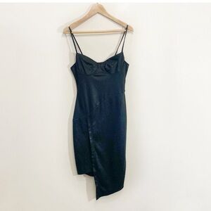 Nasty Gal Dress Sz Large Bustier Cocktail Dress Metallic Shimmery Black